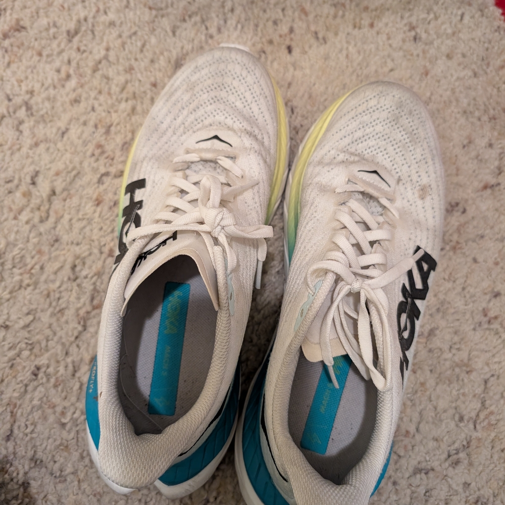 Hoka White and Blue Running Shoes - Picture 2 of 3